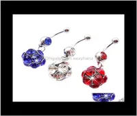 Bell D0153 3 colores Anillos de ombligo Button Body Piercing Jewelry Dangle Fashion Charm Lovely Cz Stone Steel 10pcslot 5EH4I 6DJXQ4830551