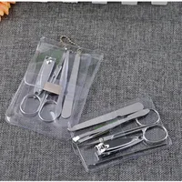 5st Pedicure Scissor Tweezer Knife Ear Pick Utility Nail Clipper Kit Nail Art Equipment Portable Manicure Steel Care Tools297a