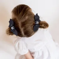 New Cartoon Bat Wings Children's Hairpin For Halloween Party Hair Accessories Baby Girls Bow Pu Leather Hair Clips Set