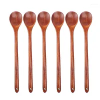 Dinnerware Sets Wood Spoons For Cooking Set 13 Inch Long Handle Wooden Mixing Stirring Baking Serving 6 Pcs Kitchen Utensil