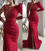2022 ASO ASO ebi Red Luxurious Mermaid Fevidence Dresses Chryses Beded Dresses Prom Dresses Long Sleeves Party Second Second 7271639