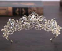 Lindo Sparkling Big Crystal Wedding Diamante Pageant Tiaras Crincho de Crystal Crowns para noivas Prata Silver Gold H1773308