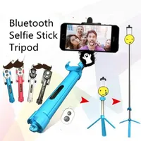 Monopods Bluetooth 3 0 selfie çubuğu tripod el katlanabilir dış mekan mini esnek pograph iPhone için ios android 4 renkler220l