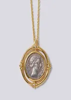 قلادة قلادة أزياء المجوهرات الصلبة منحوتة قلادة عملة رومانية قديمة طلاء 18 كيلو بوتيك بوتيك هدية كاملة 8163971