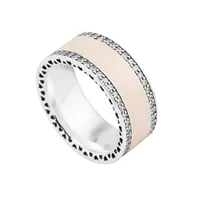 Sterling silver jewelry Band Rings for woman Hearts of PAN Soft Pink color Whole Ring European Style Wedding1250896