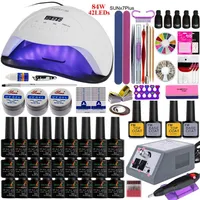 Super Manicure Set Kit Acrylic Nail Kit With 84 54W Nail Lamp Machine 10 18 27 PCS Gel Polish Tools Art