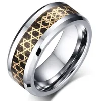 Europe Wholes Gold Stars Symbol Inclay Tungsten Carbide Ring Fashion Bijoux pour les doigts STYLE4009678