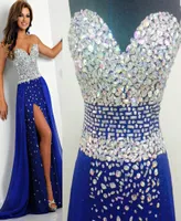 Reale del Campione Royal Blue Elegante Prom Vestidos 2018 Lungo Chiffon Vestito Da Sera Per LA Barato Long Blue Prom Fiesta DRE7614882