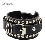 Charm Bracelets Caiylaam Punk Style Rivet Leder für Frauen Rock Schmuck Schwarz -Weiß -Männer Hip Hop Paare Paare Paar