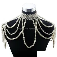 Hänghalsband hängsmycken smycken florosy lång pärla kedja chunky simated pärla halsband kropp för kvinnor kostym choker uttalande 2103249v