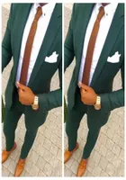 2019 Hunter Green Wedding Men Suit 2 피스 신랑 ​​턱시도 줄기 트림 Fit Men Party Suit Custom Business Cormal Wear JAC8966666