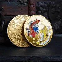 Другие коллекции искусств и ремесел китайские монеты Koi Fish Удачи вам коллекционные серебряные золотые монеты
