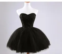2019 Black Lace Sweetheart Short Prom Homecoming Dress Платье линии тюля бисера