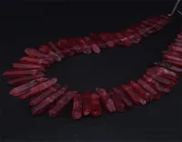 5055pcsstrandRaw Crystal Points Top Drilled BeadsTitanium Red Natural Quartz Stick Spike Graduated Pendants Jewelry 2009306869355