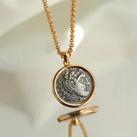 Pendant Necklaces Ancient Greek Hercules 999 Silver Coin Necklace Engraved Men And Women Jewelry WholePendant2435