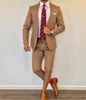 Brown Wedding Tuxedos 2021 Notche Lapel Slim Fit Back Groomsmen Mens Suits 2 шт.