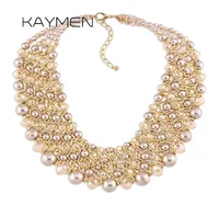 Kaymen handgefertigte Kristallmode Halskette Golden Platted Chains Perlen Maxi Statement Halskette für Frauen Party Bijoux NK01561 2202124439433