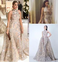 스팽글 아플리케 인어 Mermaid Overskirt Evening Dresses 2018 Yousef Aljasmi Aljasmi Arabic High Neck Plus Size Exerage Prom Party DRES1530747