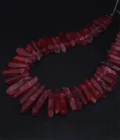 5055pcsstrandRaw Crystal Points Top Drilled BeadsTitanium Red Natural Quartz Stick Spike Graduated Pendants Jewelry 2009301966012
