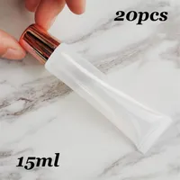 20st Lot 15ml Makeup Squeeze Rose Gold Top Empty Lipgloss Lipstick Clear Tube Lip Gloss Soft Container f￶r DIY Cosmetics240e