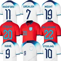 قمصان Angleterre Soccer 2022 Kane Sterling Mount Foden Grealish Football Dorts 3 Lions Bellingham Rashford Saka Rice Alexander-Arnold Maddison National Jersey