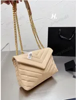 Luksusowe designerskie torebki damskie torby na ramiona łańcuch clamshell messenger torebki loulou w kształcie litery v oryginalny skórzany torba crossbody z pudełkiem