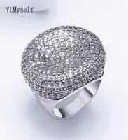 Wonderful big rings Pave setting cz crystal Gold white color luxury jewelry fast shipment large round shape finger ring6011942