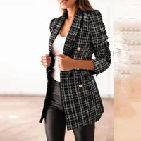 Women's Suits High Quality Women Coat Double-breasted Jacket British Style Stylish Female Suit Ladies Slim-fit