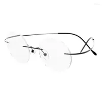 Óculos de sol molduras Steve Jobs estilo estrela Memória Ultra-Light Titanium Rimless Myopia óculos óculos ópticos moldura Men Eyewear Oculos de