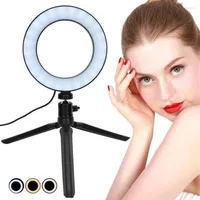 Miroirs compacts Vanity Mirror LED Live Streaming Light Dimmable Selfie Ring Camera Cercle rempli de maquillage de trépied 297S