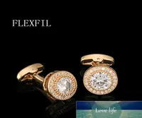 FLEXFIL Luxury shirt cufflinks for men039s Brand cuff buttons cuff links gemelos High Quality crystal wedding abotoaduras Jewel7660585
