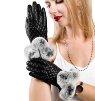 Women sheepskin gloves Warm plush Genuine Leather Sexy soft Driving soft warm Ride Wedding ball show dance bride Touch screen fing6772740