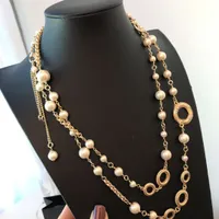 Модные жемчужные ожерелья цепь для женщин любителей свадьбы Подарочные колье для ожерелья канала дизайнерские украшения с фланелевой сумкой