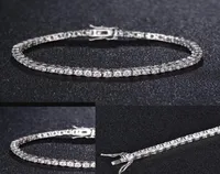 Zircon 4mm Men Tennis bracelet Solid 925 Sterling Silver tennis chains Mens Hiphop Tide Bracelets 75 inch silver Jewelry Gifts2170462