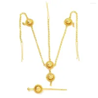Collier Boucles d'oreilles Set Ethiopian Head Chain Habesha Gold Color Headchainhairpain Jewelry Eitrya Wedding Gifts For Women Bride Gift