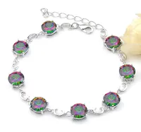 Luckyshine Gift de vacances de haute qualit￩ tendance rond-ciel Mystic Topaz Gemstone 925 Bracelets de mariage en argent bijoux B11411942064