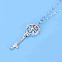 Qiaoxuan T House Key Necklace Hair Dress Chain Pendant Korean Women 89020 Diamond inlaid Silver Jewelry Simple yet