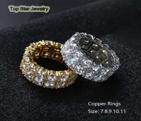 New Style Real Copper Ringe Chiny 2 Reihen Kubikzirkonia Punk Finger Accessoires f￼r M￤nner HipHop Trendsetter Rock Rapper Juwel Go8158453