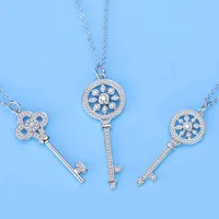 Qiaolanxuan t home key necklace sweater chain pendant Korean jewelry diamond inlaid silver fashion simplicity anti allergy