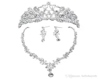 Acess￳rios de casamento de casamentos brilhantes acess￳rios de j￳ias de dama de honra Conjunto de acess￳rios de noiva dos bretos de colar da coroa 97779732