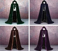 Sorci￨re adulte Long Halloween Cloaks Hood and Capes Halloween Costumes For Women Men Cosplay Costumes Velvet Cosplay Clothing3004208