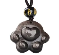 Lockets Natural Obsidian Cat Claw Necklace Pendant Handcarved Shaped Black Stone Lucky Amulet Unique Gift1553816