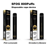 Oryginalne jednorazowe urządzenie Vape SFOG 800 Puffs 20 Smaki E Wstępnie wypełnione papieros 3 ml 2% 5% Stężenie 500 mAh Bateryjne Cygaro czarne z złotymi kolorami pary pióro