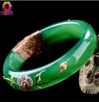 Bracelets verts naturels colorés dessin de paon et bracelets de fleurs cadeaux pour femmes jades bijoux6776390
