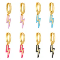 Fashion Enamel Lightning Cloud Drop Charm Clip Hoop Earrings Jewelry