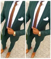 2019 Hunter Green Wedding Men Suit 2 피스 신랑 ​​턱시도 줄기 난막 Fit Men Party Suit Custom Business Cormal Wear JAC5432304