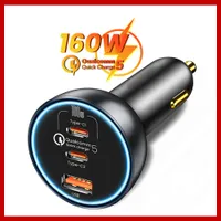 160W 100W 65W PPS CAR Charger USB Type C Dual Port PD PD QC Charging Fast for Laptop الشفافة للهاتف