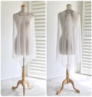 2019 Real Picture Breded Wrap Wrap Lace Soft Tulle Fashion Fashion Custom Made Cheap Bridal Vestes pour la robe de mariée bohème9833747