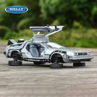 Diecast Model Car Welly 1 24 DMC-12 Delorean Time Machine Back To the Future Static Die Cast Collectible Toys221116