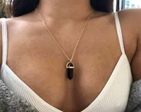 5PC Hexagon Pendant Necklace For Women Pink Crystal Necklaces Quartz Cheap Jewelry Whole Y2206133382590